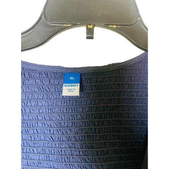 Old Navy Womens Long Sleeve Square Neck Smocked Cotton Midi Dress Blue XL - Picture 9 of 9